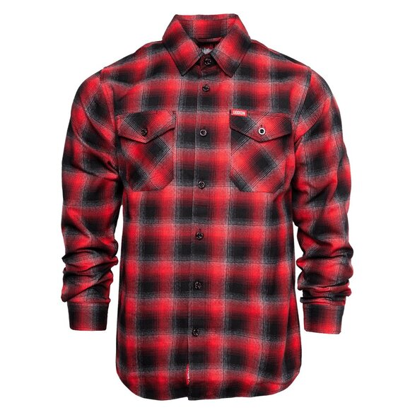 Dixxon Fairview Red Black Plaid Flannel Long Sleeve Shirt - Picture 1 of 10